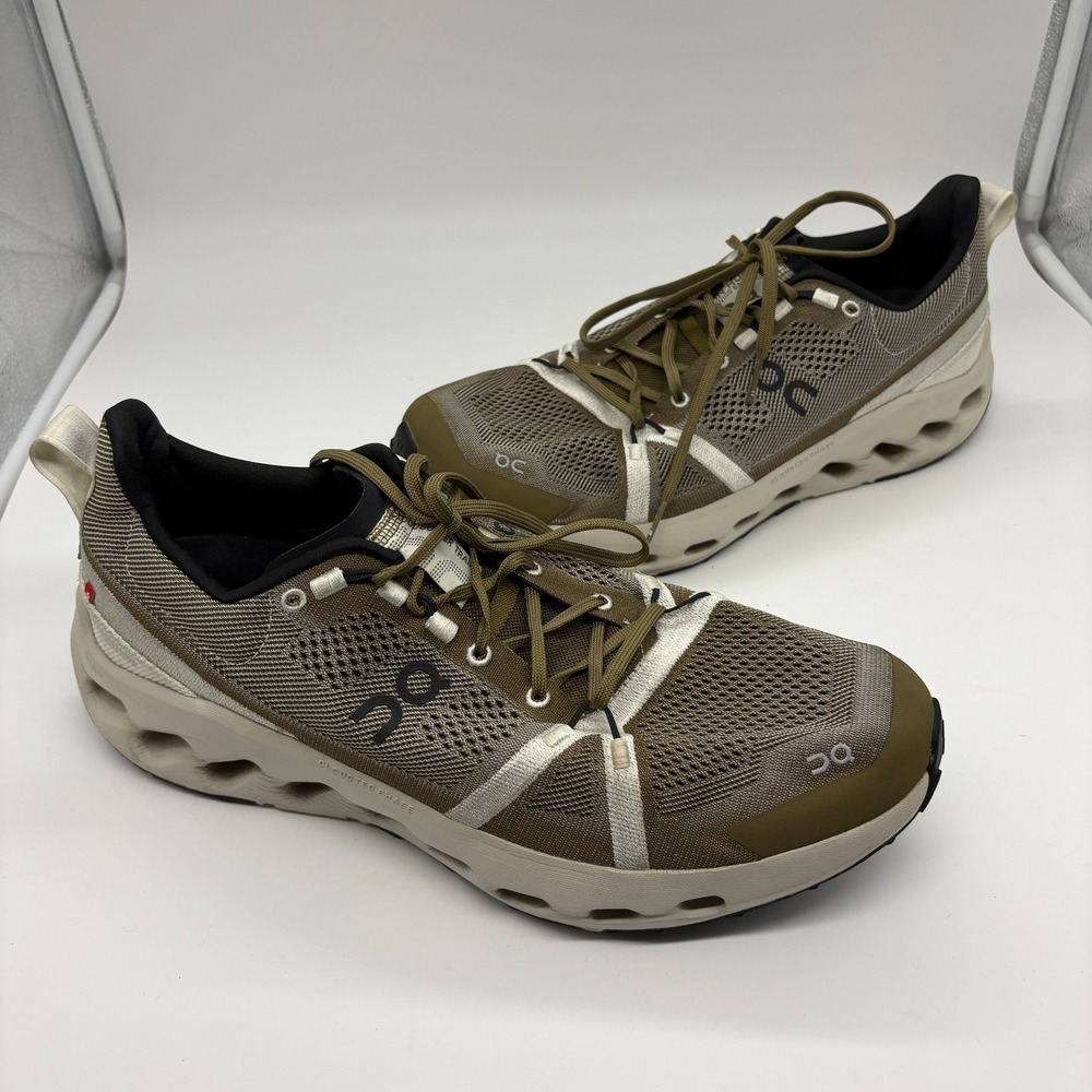 On Running Cloudsurfer Trail Mens Size 12.5 Hunter Olive White Running Shoes - Picture 2 of 9